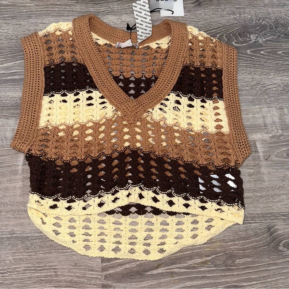 Brown Crochet Sweater Vest